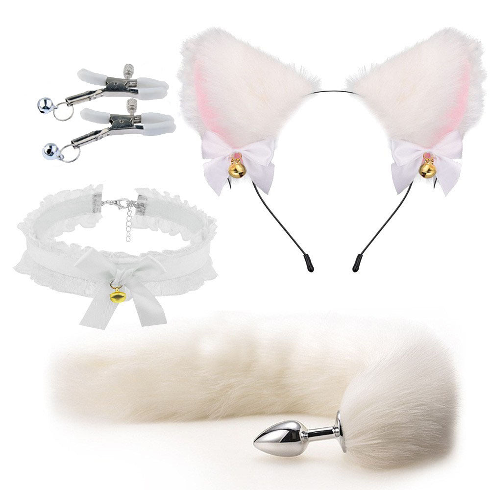 SM情趣狐狸尾巴套裝3~5件套 女僕貓耳項圈尾巴調教 乳夾口球BDSM玩具
