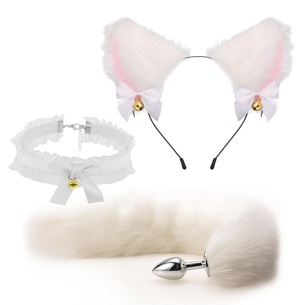 SM情趣狐狸尾巴套裝3~5件套 女僕貓耳項圈尾巴調教 乳夾口球BDSM玩具